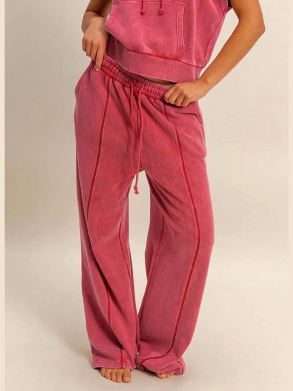 Acid Wash Wide Leg Sweatpants Lounge Pants NWOT | Double Zero | L